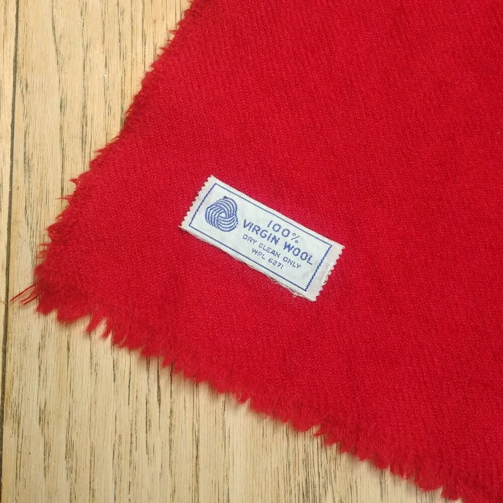 Vintage 100% virigin wool classic bright red scarf